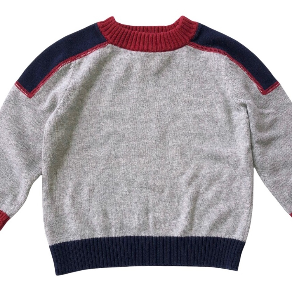 Cherokee 24M color block gray navy and red cotton sweater